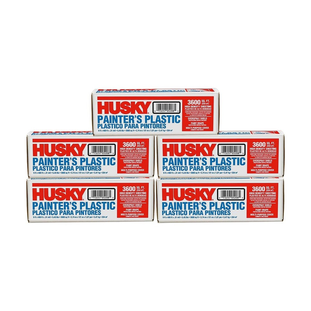 5-Rolls of 9’ x 400’ Poly-America 03509H Husky Clear .31-Mil High De