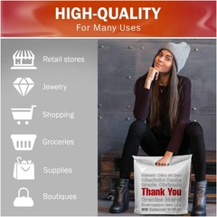 20×20 White Thank You Merchandise Bags, Multi-Language Design, Extra Large Si…