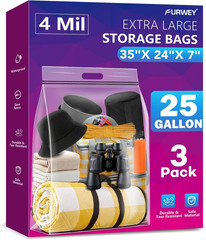 25 Gallon Extra Large Storage Bags 35”X 24”Resealable Clear Bags with Handle 4 M