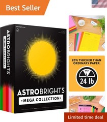 Mega Collection Colored Paper, 8 ½ x 11, 24 lb/89 gsm, “Retro” 5-Color Assort…