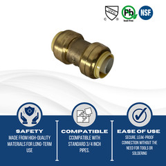 25 PIECES 3/4″ X 3/4″ SHARKBITE STYLE PUSH FIT COUPLINGS FITTINGS, LEAD FREE