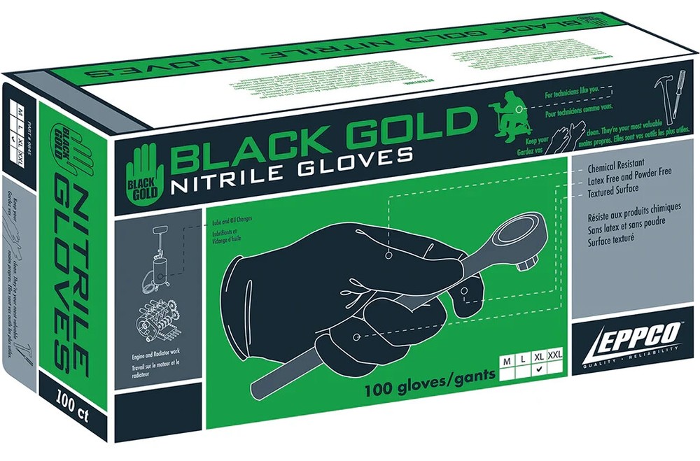 Eppco – Black Gold Gloves – 5 Mil – Black – Box of 100 – Choose Size