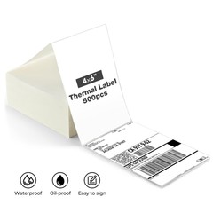 500 Fanfold 4″ x 6″ Direct Thermal Labels Perforated for Zebra Rollo MUNBYN UPS