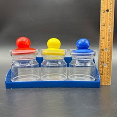 Vintage Desk Organizer 1980s Spice Jar Set Rack Hong Kong Plastic Hanging