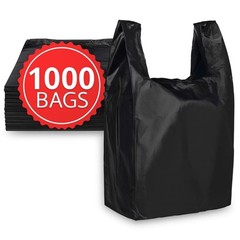 Bags 1/6 Large 21 x 6.5 x 11.5 BLACK T-Shirt Plastic Grocery Shopping Bags