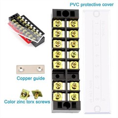 1 Set Dual Row 8-Position Screw Terminal Block Electrical Barrier Strip 600V 25A