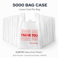 5000 0.59 Mil Heavy Duty Thank You Bags 1/6 Large 21×6.5×11.5 Retail