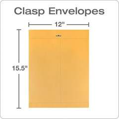 12 x 15-1/2 Clasp Envelopes, Clasp and Gummed Closures, for Oversized Papers, Dr
