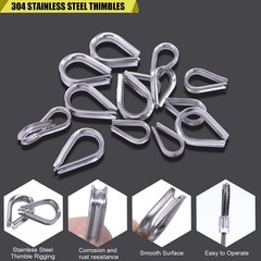 340Pcs Stainless Steel Wire Rope Cable Thimbles Aluminum Crimping Loop M2-M5 Kit