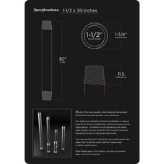 1-1/2 In. X 30 In. Black Steel Pipe