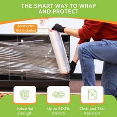 12″ x 1500′ 80 Gauge 4 Rolls Pallet Wrap Stretch Film Hand Shrink Wrap 1500FT