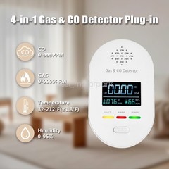 Portable 4-in-1 CO Detector with Smoke & Natural Gas, Plug-in Safety Alarm