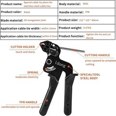 Cable Tie Tool Gun Stainless Steel Cable Tie Tool With 100pcs Metal Zip Ties