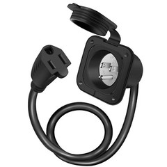15 Amp 125V AC Power Inlet Port Plug with Integrated 18″ Extension Cord for Boat