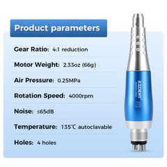 AZDENT Dental Hygiene Prophy Handpiece Air Motor 4HOLE 4:1 Nose Cone 360° Swivel