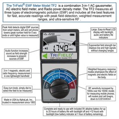 EMF Meter Model TF2 – #1 Handheld EMF Detector for 3 Types of EM Fields