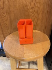 Vintage HOF Hong Kong Orange Plastic Desk Organizer 5 Drawers 2 Cups No 7412