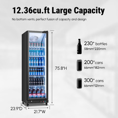 Yeego 12.36 Cu.ft Commercial Display Beverage Refrigerator Cooler For Beer,Cola