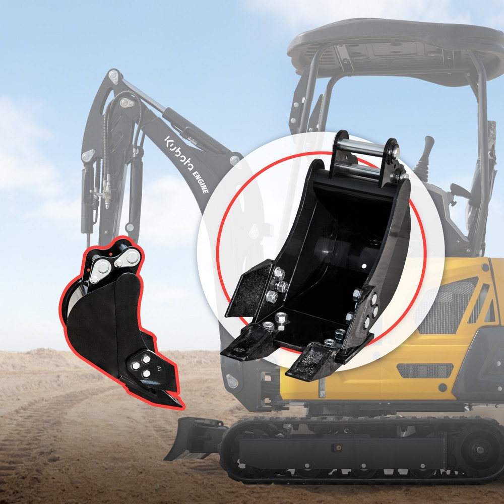 Mini Excavator 200mm Narrow Bucket Attachment W/25mm Pins 7.87in Digging Buckets