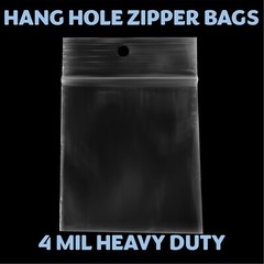 3″x10″ Hang Hole Zip Top Lock Seal Reclosable Poly Bags Zipper Baggies 4Mil