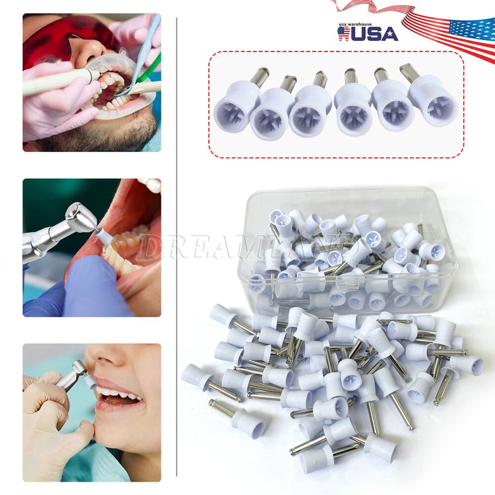 100 Pcs Dental Polishing Prophy Prophylaxis Cups Latch Type Rubber Polisher