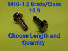 M10-1.5 x (CHOOSE LENGTH & QUANTITY) Grade 10.9 Metric Flange Bolts Yellow Zinc