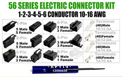 201pcs, Delphi Metri-Pack 56 Series 1-2-3-4-5-6 PIN Connector w/10-16 AWG w/tool