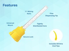 Short Dental Mixing & Intra-Oral Tips 100-Pack, 1:1 Ratio, Yellow 5 cm