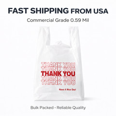 Bags 1/6 Large 21 x 6.5 x 11.5 WHITE THANK YOU T-Shirt Plastic Shopping Bags