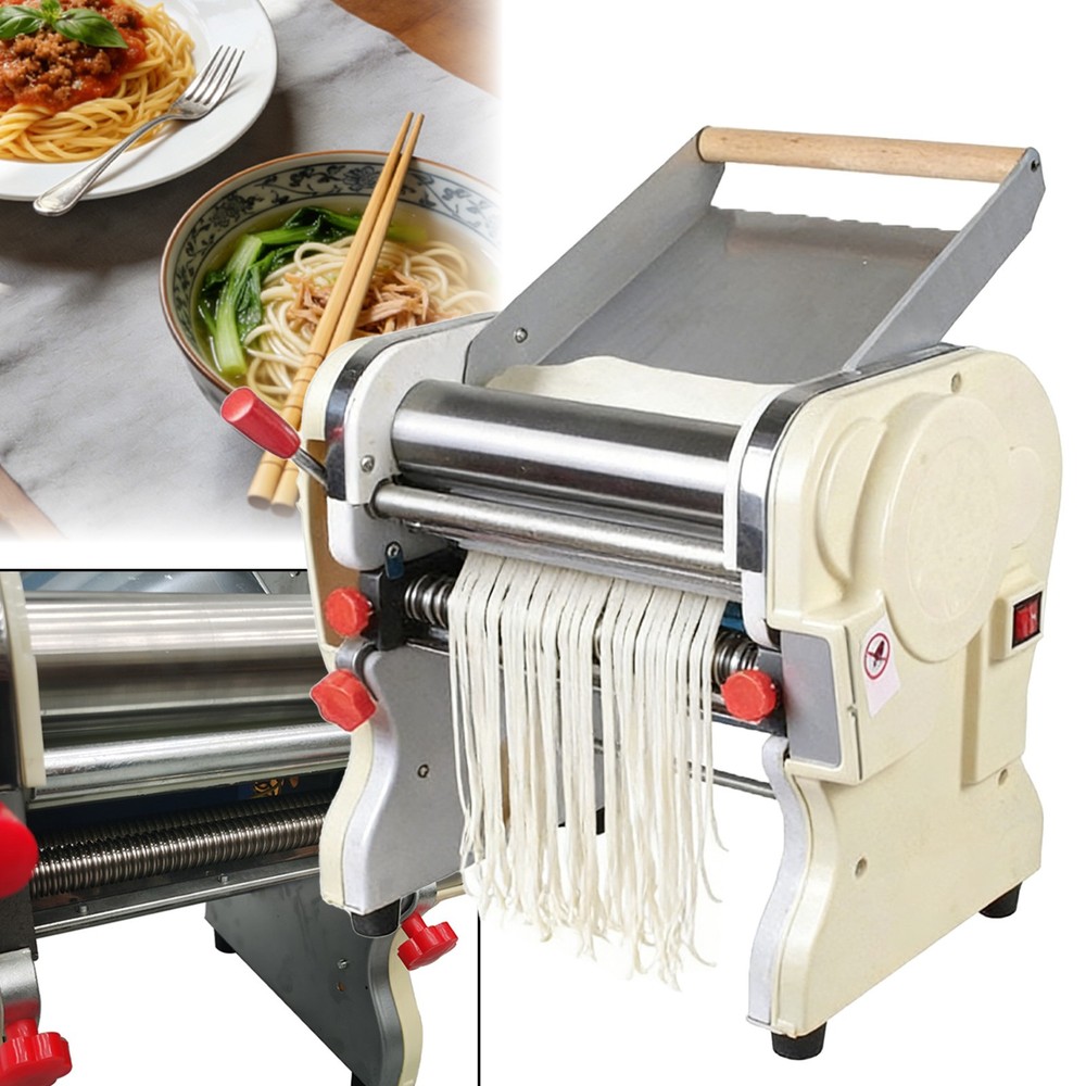 7.87 in Wide Electric Pasta Roller Maker Dough Sheeter w 3mm Round Noodle Cutter