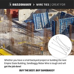 Sandbaggy Double Loop Rebar Wire Bar Ties – 12″ or 18 Inch Length – 16 Gauge
