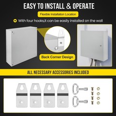 20″Lx20″Hx6″W, IP66 Steel Electrical Enclosure Box with Lock & Waterproof Seal