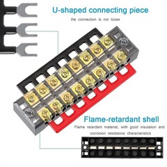 1 Set Dual Row 8-Position Screw Terminal Block Electrical Barrier Strip 600V 25A