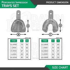 10 Pcs Perforated Metal Dental Impression Trays Set Edentulous Instruments
