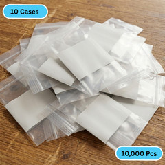 10000 Zip Seal Bags 6 x 9 White Block 4 Mil Poly 6″x9″ Writable Resealable Clear