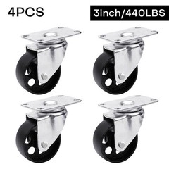 4PCS Heavy Duty Caster 3″ Cast Iron Swivel Wheels Plate Caster 1760Lb Capacity