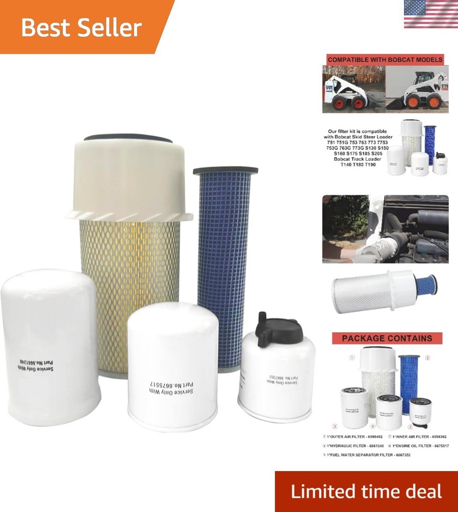 Filter Kit for Bobcat Skid Steer Loaders 751, 753, 763, S130-S205