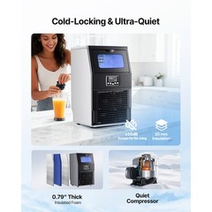 Uimoso 80lbs/24h Commercial Ice Maker Home Bar Restaurant Built-in Cube Machine