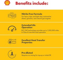 Shell Rotella Nitrite-Free Extended Life ELC Anti-Freeze + Coolant, Pre-Diluted
