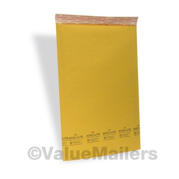 100 #4 9.5×14.5 ECOLITE Kraft Bubble Mailers Envelopes Bags, 200 9×12 CLEAR OPP
