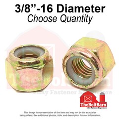 3/8″-16 Grade 8 Nylon Insert Lock Nuts Zinc Yellow Coarse Thread (Pick Qty)