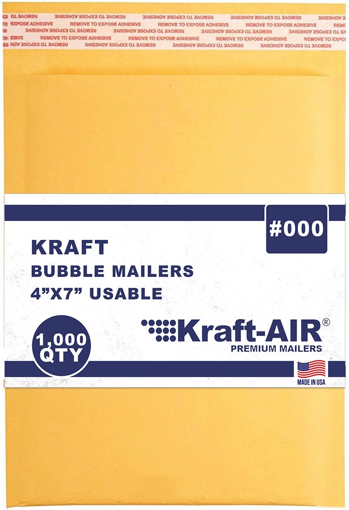 Kraft Bubble Mailer #000 ( 4″x7″ ) 1,000 QTY SHIPS TODAY CALIFORNIA