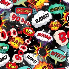 Comic Book Onomatopoeia – 18″x46″ Hydrographic Film Dipping Dip Water Transfer
