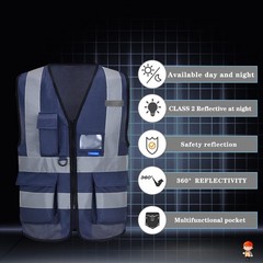 A-SAFETY XSmall Navy Reflective Safety Vest High Visibility Running Cycling