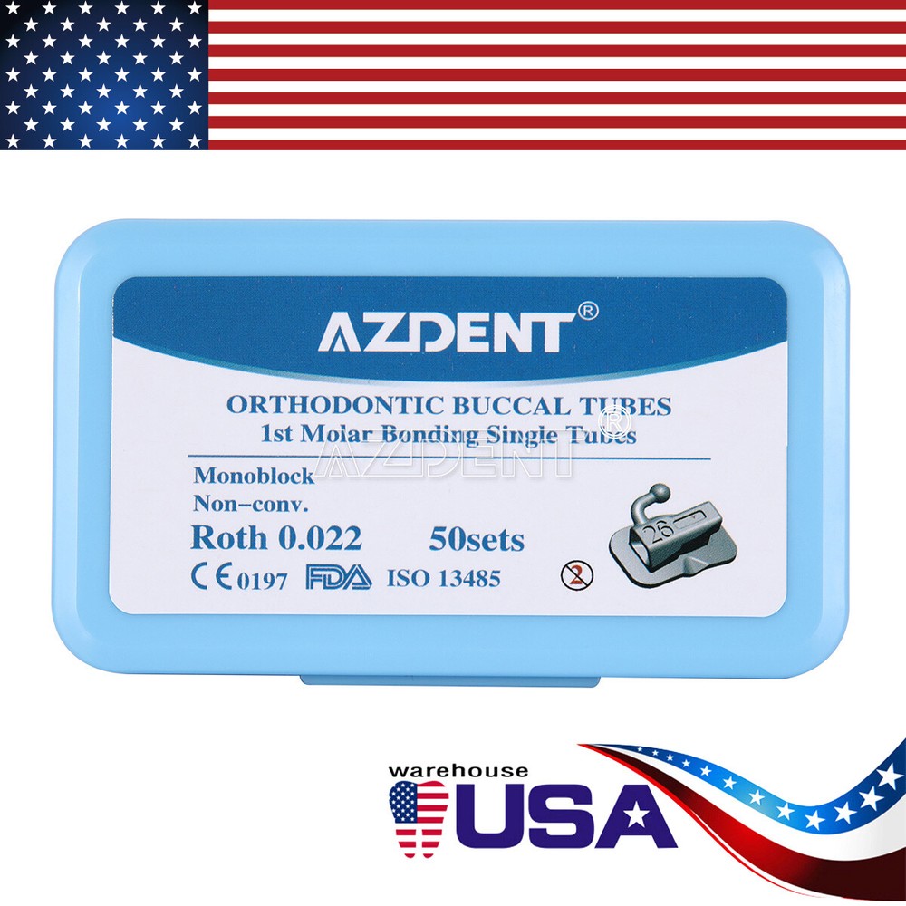 200pcs Dental Orthodontic Buccal Tube Roth 022 1st Molar Bondable Non-Conv Mono