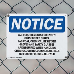 (2 Pack) Lab Requirements For Entry Closed Toed OSHA Notice Sign Decal Metal