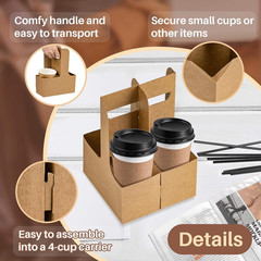 MAQIHAN 2 Cup Drink Carrier with Handle – 12Pcs Disposable Paper Cardboard Coffe