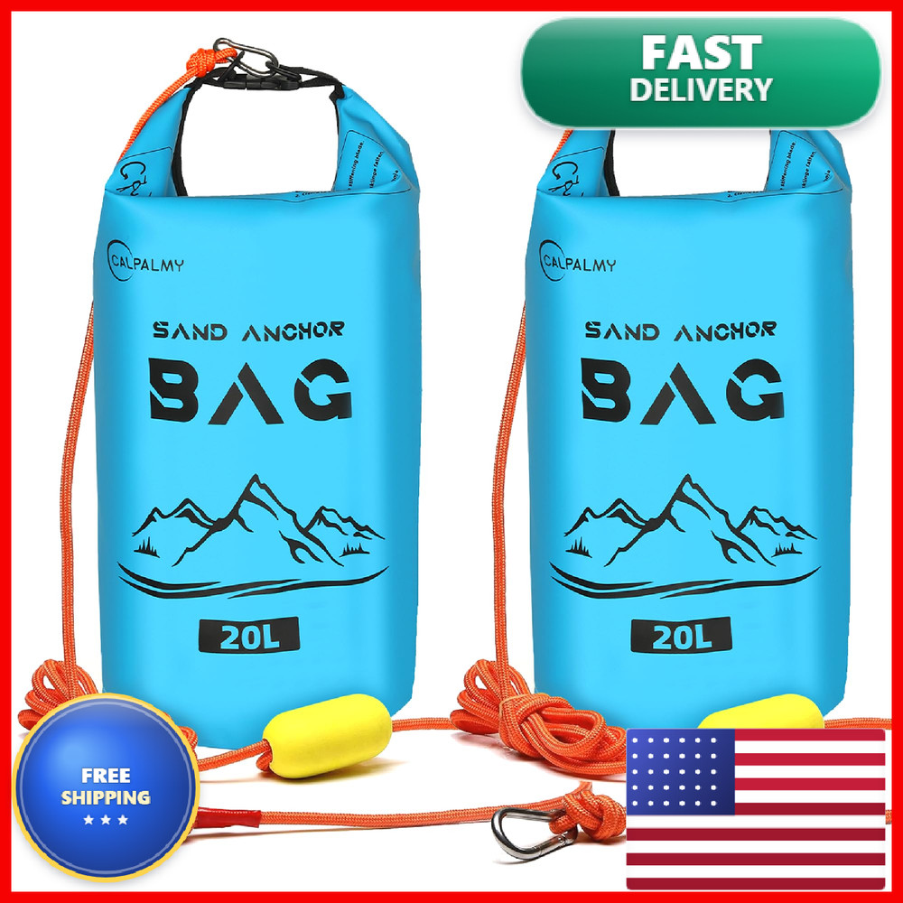 Calpalmy 2-Pack 20L Sand Anchor Bag 2-In-1 Jet Ski Anchor Floating Buoy And