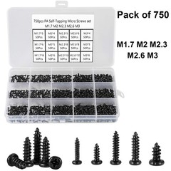 750 Pcs Small/Micro/Tiny/Mini SelfTapping Screws, M1.7M3 Phillips Pan Head, C…