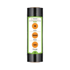 4 Rolls 18″x1000′ Cast Packing Stretch Film Shrink Hand Wrap (120 Ga) Dark Black
